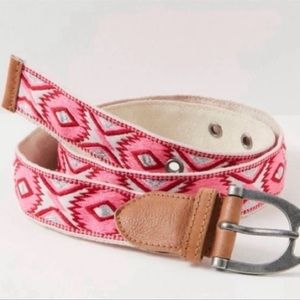 Free People Moving to Mars Cotton Leather Aztec Print Belt